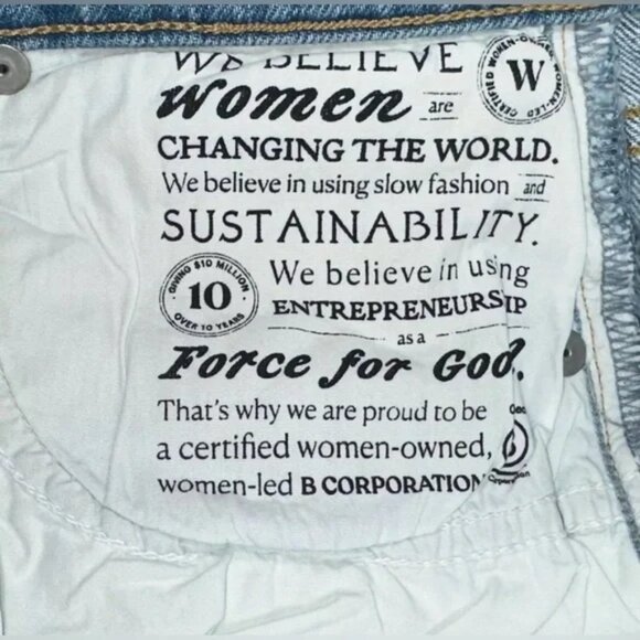 FRANK & EILEEN The Monaghan Ripped Raw Hem Crop Straight Leg Mom Jeans 24 - Picture 4 of 6